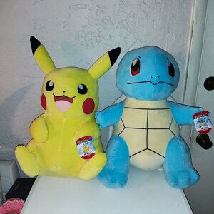 Pokemon 24" Inch Plush - Pikachu and Squirtle - NWT (Rare)